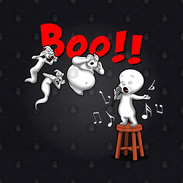 Funny Cute Boo Ghost Singing Booed Karaoke Night Cartoon by BoggsNicolas